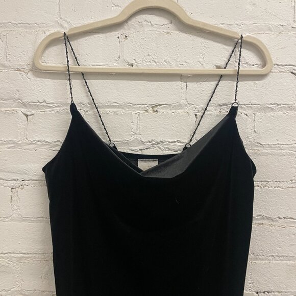 Soft Black Velvet dress Beaded straps - Picture 1 of 9